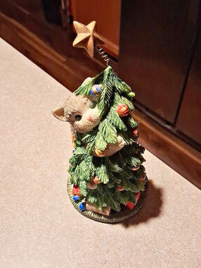 Calico Kittens Christmas-Tree-Climbing Christmas Cat Holiday Figurine